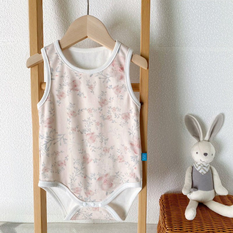 Summer Arrival Baby Sleeveless Floral Pattern Bodysuits, MyKids-USA®, Bodysuits, MyKids-USA - Size/Age - 66 (3-6M) - Color - Pink -  -  - TR2605182218-B.