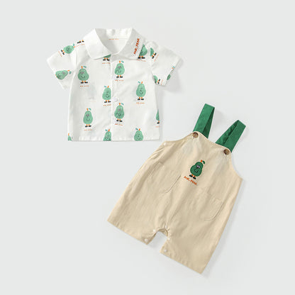 Summer Baby Kids Cartoon Fruits Pattern Short Sleeves Top Shirt and Overalls Clothing Set, MyKids-USA®, Baby & Toddler Outfits, MyKids-USA -  -  -  -  -  -  - 