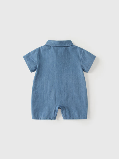Summer Arrival Baby Boys Short Sleeves Cartoon Pattern Rompers Bodysuits