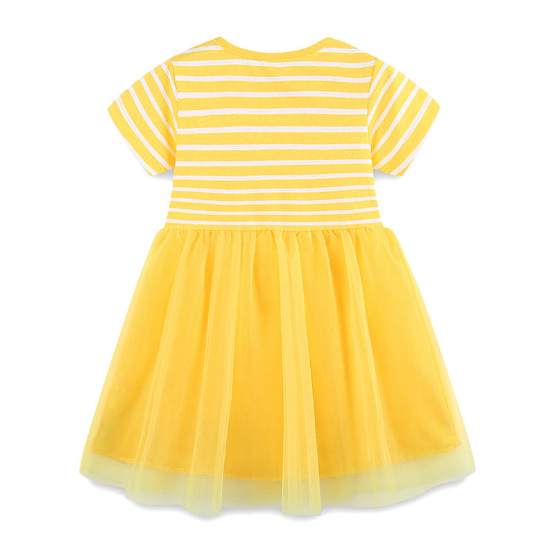 Summer Arrival Baby Girls Cute Rabbits Pattern Tulle Patchwork Short Sleeves Dress, MyKids-USA®, Baby & Toddler Dresses, MyKids-USA -  -  -  -  -  -  - 