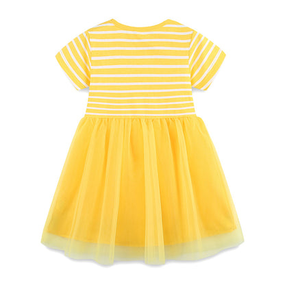 Summer Arrival Baby Girls Cute Rabbits Pattern Tulle Patchwork Short Sleeves Dress, MyKids-USA®, Baby & Toddler Dresses, MyKids-USA -  -  -  -  -  -  - 
