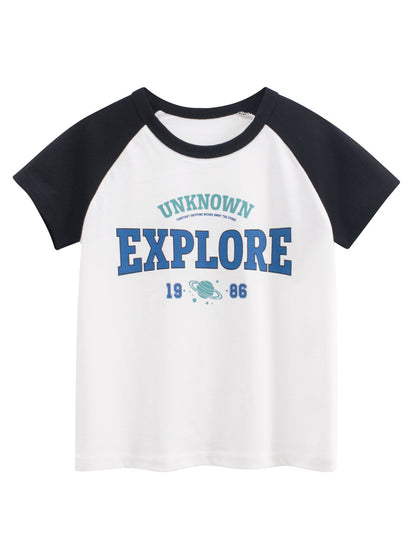Summer Boys’ Letters Pattern T-shirt in European and American Style