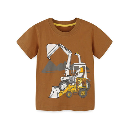 Summer Baby Kids Cars and Excavator Cartoon Pattern T-shirt Clothing Set for Boys, MyKids-USA®, Baby & Toddler Tops, MyKids-USA -  -  -  -  -  -  - 