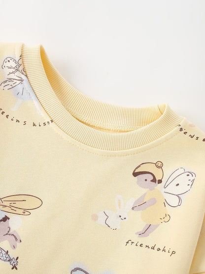 MyKids-USA® Winter and Autumn Baby Kids Girls Cartoon Pattern Long Sleeves Sweatshirt and Plain Pants Clothing Set