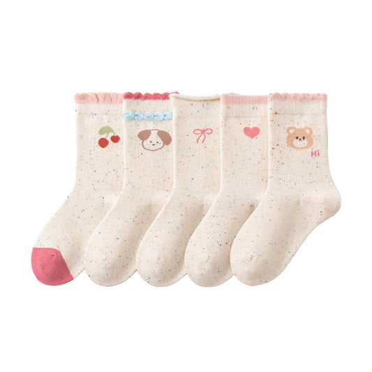 Autumn and Winter Arrival Baby Unisex Breathable Cute Cartoon Pattern Socks 1 Lot=5-Pair Set, MyKids-USA®, Baby & Toddler Socks & Tights, MyKids-USA - Size/Age - S (1-3Y) - Color - Beige -  -  - TR2511192243-A