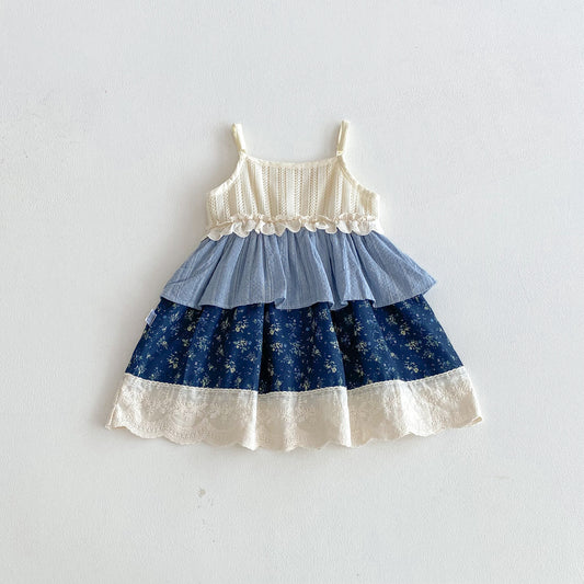 Summer Arrival Baby Girls Sleeveless Flowers Pattern Color Patchwork Dress, MyKids-USA®, Baby & Toddler Dresses, MyKids-USA - Size/Age - 90 (12-24M) - Color - Apricot -  -  - TR2603221433-A.