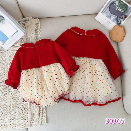 Baby Sweet Style Polka Dot Pattern Dress & Onesies