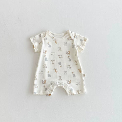 Summer Arrival Baby Unisex Animals Cartoon Pattern Short Sleeves Rompers, MyKids-USA®, Baby One-Pieces, MyKids-USA - Size/Age - 66 (3-6M) - Color - Beige -  -  - TR2506032242-B