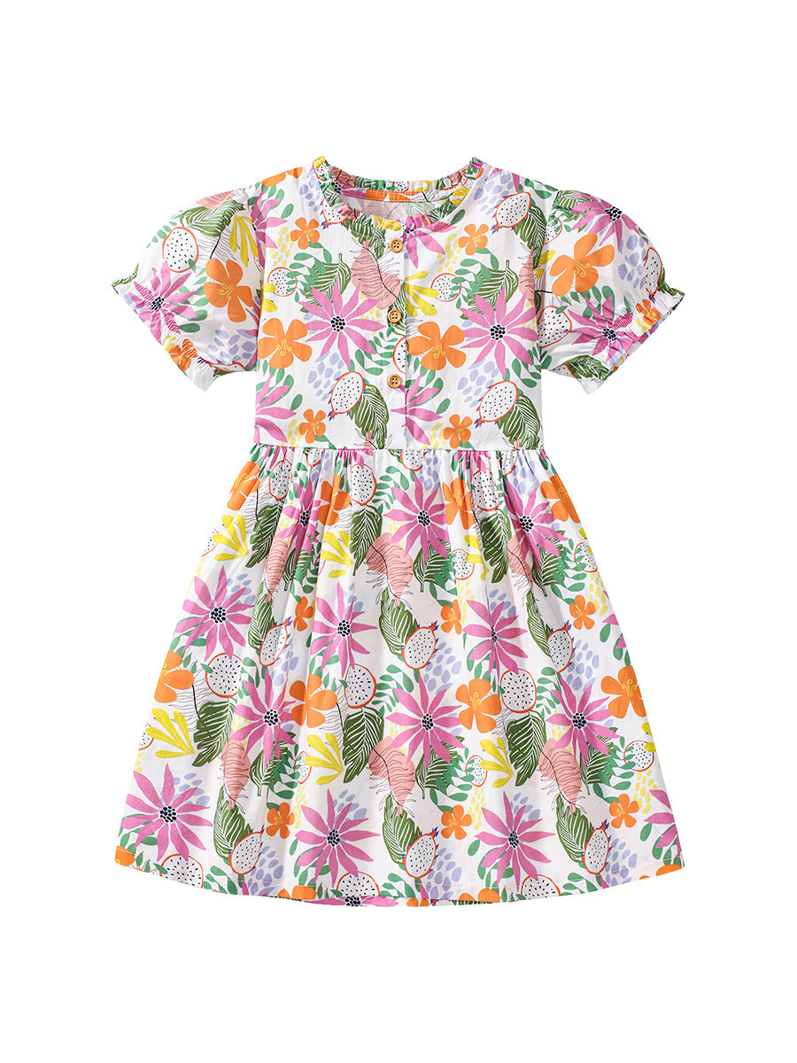 Summer Colorful Floral Dress for Girls, European and American Cute Flowers Printed Dress, MyKids-USA®, Baby & Toddler Dresses, MyKids-USA -  -  -  -  -  -  - 