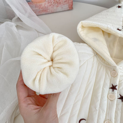 Winter Arrival Baby Kids Unisex Moons and Stars Pattern Long Sleeves Fleece-lined Hooded Coat, MyKids-USA®, Puffer Jackets, MyKids-USA -  -  -  -  -  -  - 