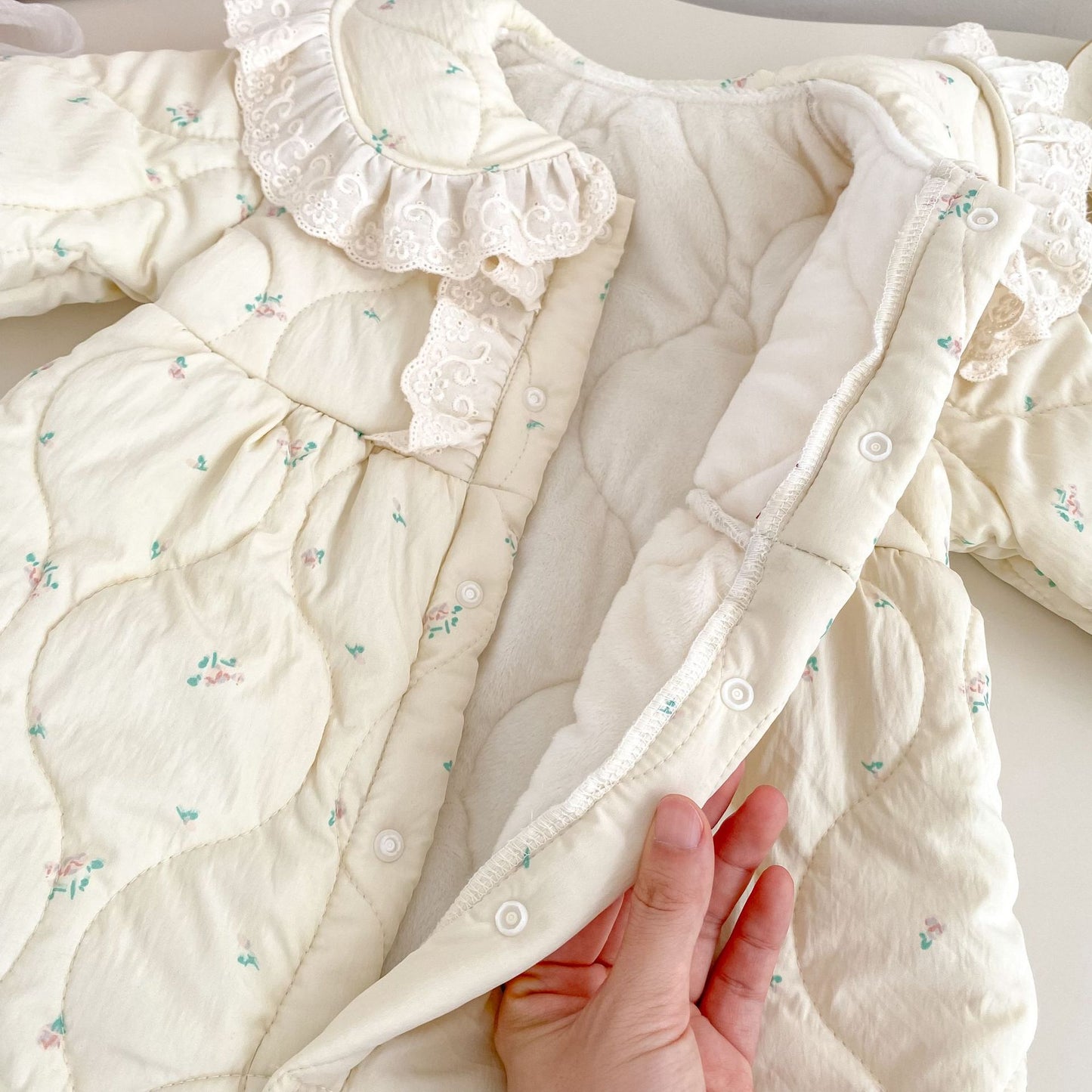 Winter Arrival Baby Girls Long Sleeves Floral Pattern Fleece-Lined Warm Rompers, MyKids-USA®, Baby One-Pieces, MyKids-USA -  -  -  -  -  -  - 