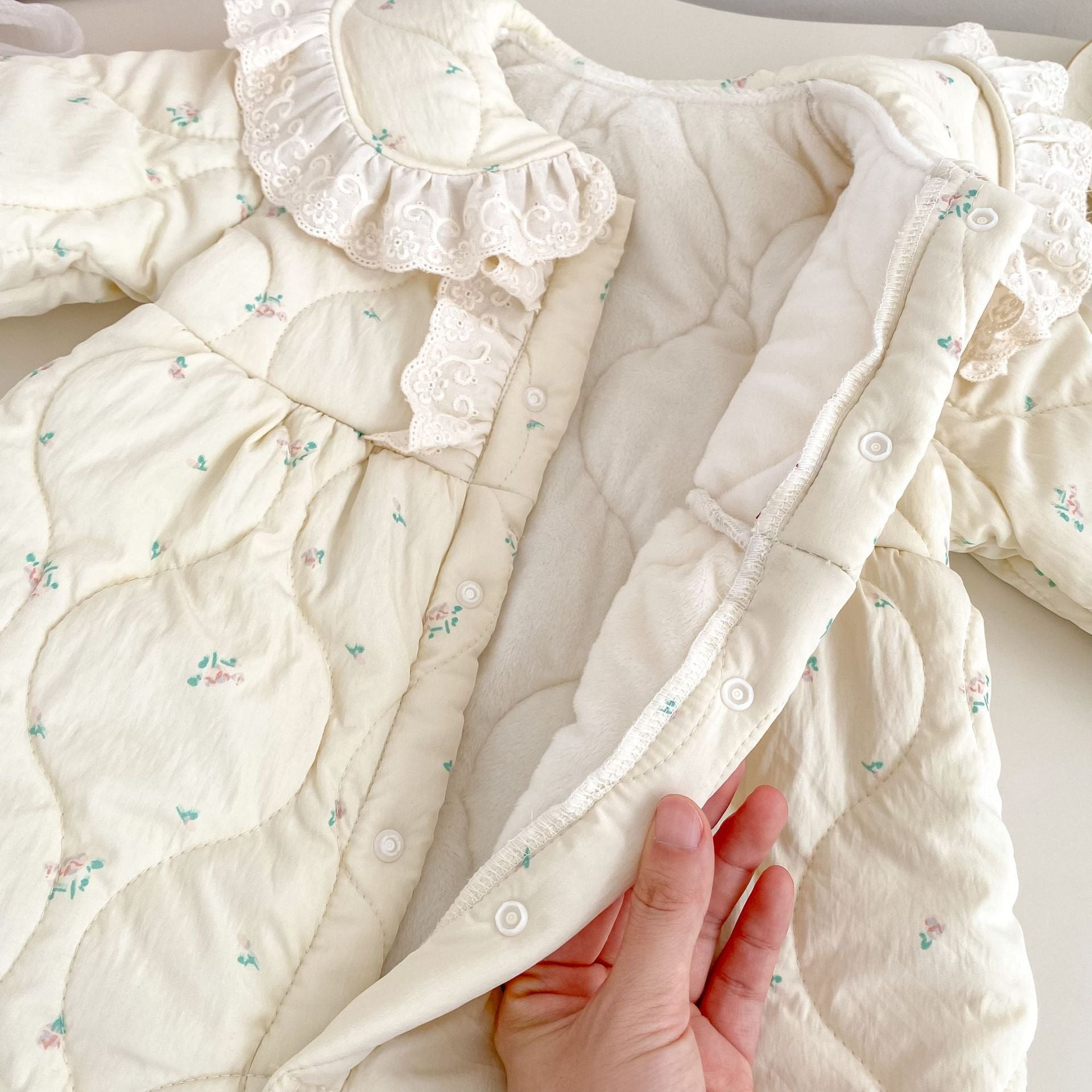 Winter Arrival Baby Girls Long Sleeves Floral Pattern Fleece-Lined Warm Rompers, MyKids-USA®, Baby One-Pieces, MyKids-USA -  -  -  -  -  -  - 