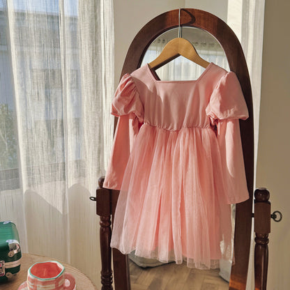 Autumn Baby Kids Girls Long Sleeves Solid Color Tulle Patchwork Dress, MyKids-USA®, Baby & Children's Dresses, MyKids-USA -  -  -  -  -  -  - .