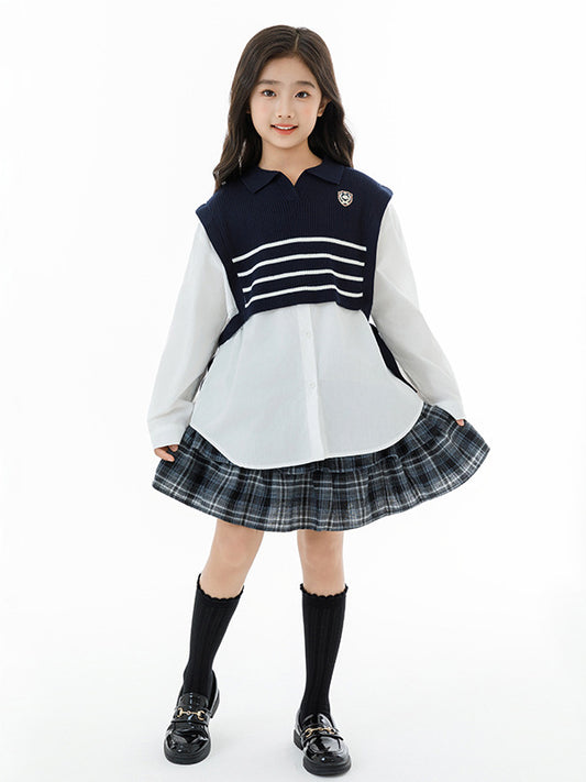 Arrival Autumn Kids Girls Long Sleeves Striped Pattern Preppy Top