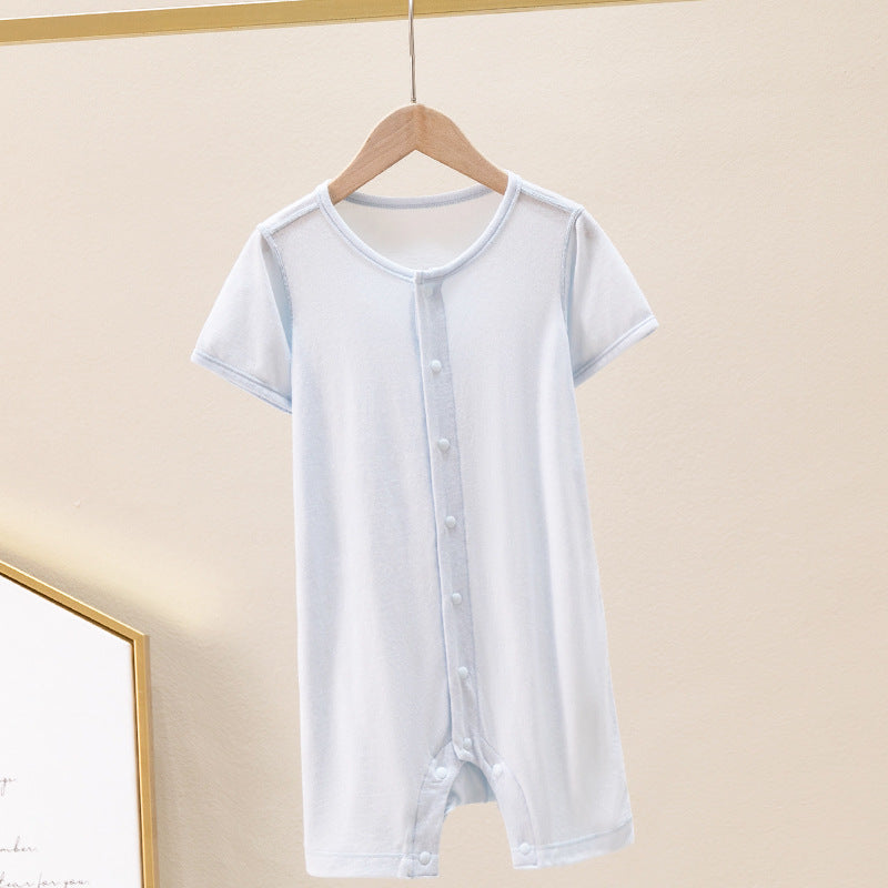 Summer Arrival Baby Short Sleeves Solid Color Single Breasted Rompers Bodysuits, MyKids-USA®, Baby & Children's One-Pieces, MyKids-USA - Size/Age - 66 (3-6M) - Color - Blue -  -  - TR2605182209-A.