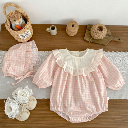 Spring Arrival Baby Girls Long Sleeves Flowers and Plaid Pattern Crew Neck Bodysuit, MyKids-USA®, Bodysuits, MyKids-USA -  -  -  -  -  -  - .