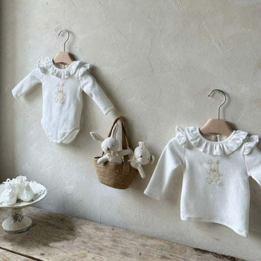 Autumn and Spring Arrival Baby Girls Rabbits Pattern Long Sleeves Bodysuit