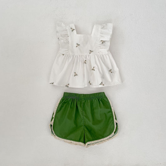 Summer Arrival Floral Pattern Fly Sleeves Square Neck Top and Shorts Set/Dress for Stylish Girls, MyKids-USA®, Baby & Toddler Outfits, MyKids-USA -  -  -  -  -  -  - .