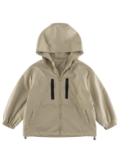 European and American Style Kids’ Outerwear: Color Patchwork Long Sleeves Single Breasted Hooded Coat for Children, MyKids-USA®, Baby & Toddler Outerwear, MyKids-USA - Size/Age - 100 (2-3Y) - Color - Khaki -  -  - TR2410241547-B