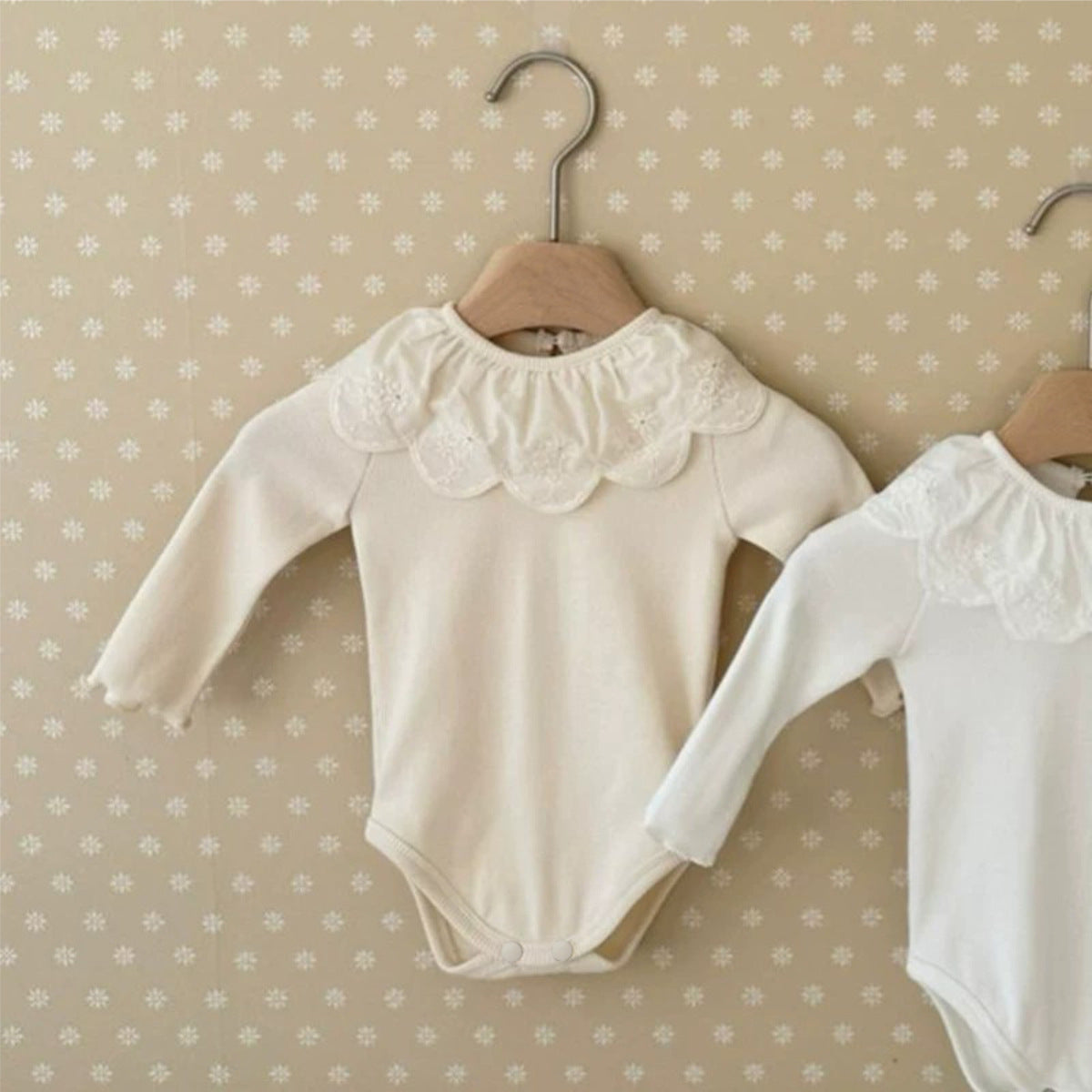 MyKids-USA® Autumn Arrival Baby Kids Girls Long Sleeves Flowers Embroidered Collar Plain Bodysuit