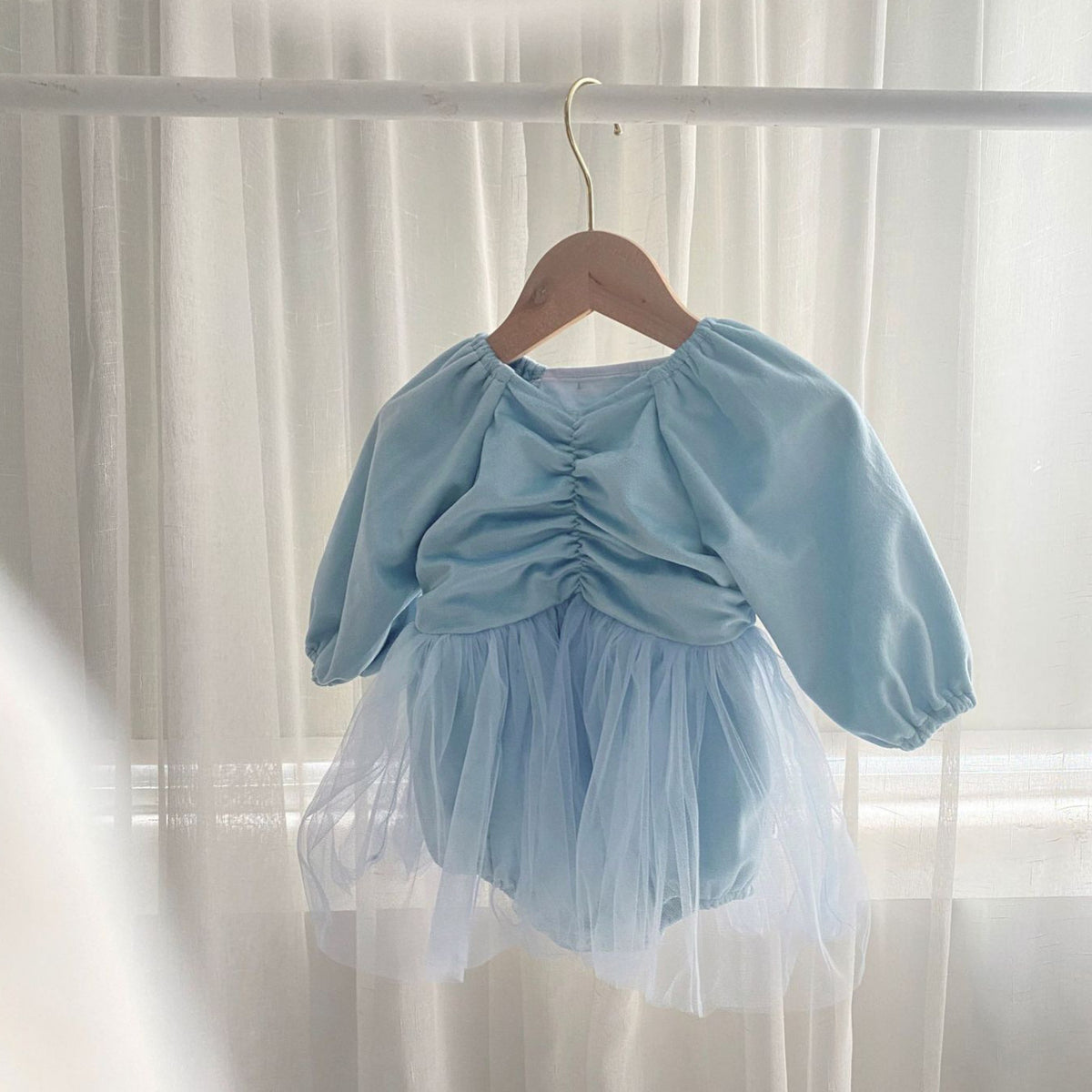 MyKids-USA® Autumn Arrival Tulle Patchwork Baby Kids Girls Princess Long Sleeves V Neck Bodysuit