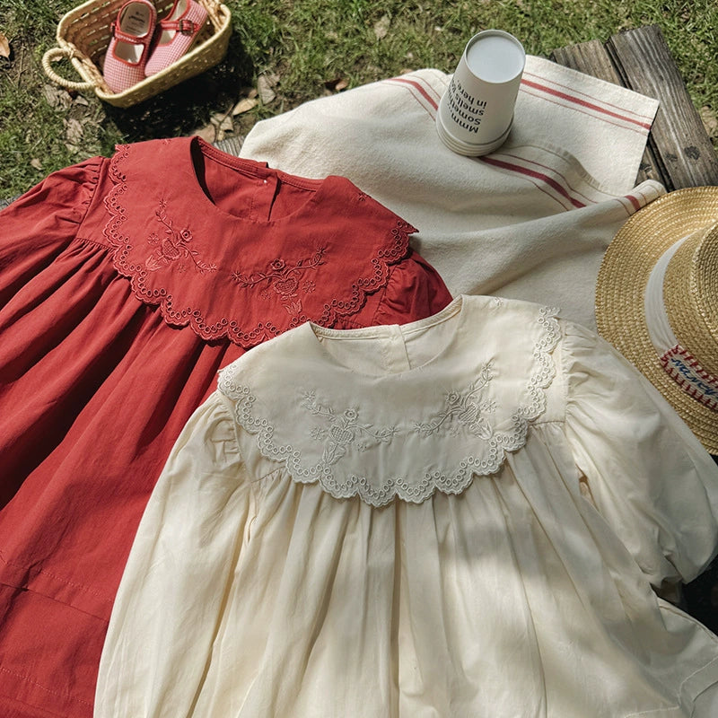 Arrival Autumn Girls Solid Color Flowers Embroidery Pattern Long Sleeves Dress, MyKids-USA®, Baby & Toddler Dresses, MyKids-USA -  -  -  -  -  -  - 