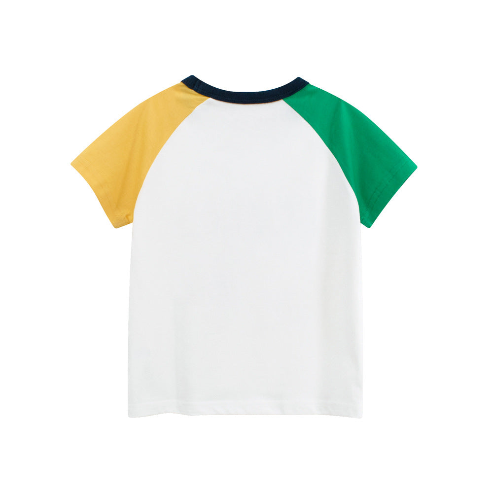 Summer Boys’ Letters and Geometric Pattern T-shirt in European and American Style, MyKids-USA®, Baby & Toddler Tops, MyKids-USA -  -  -  -  -  -  - 