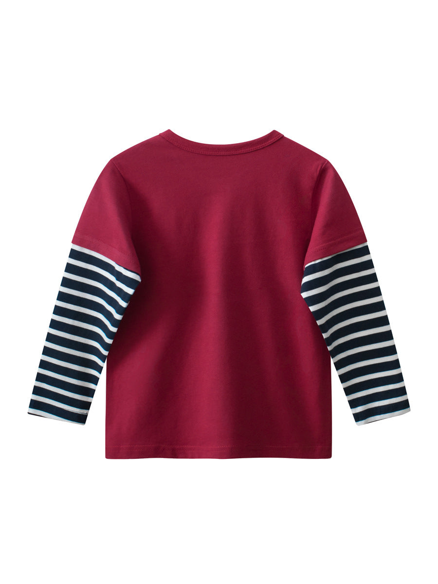 Spring Arrival Kids Girls Cartoon Print Crew Neck Striped Long Sleeves Color Patchwork Top, MyKids-USA®, Baby & Toddler Tops, MyKids-USA -  -  -  -  -  -  - 