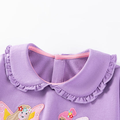 Spring and Autumn Girls Fairy Cartoon Pattern Long Sleeves Sweatshirt and Purple Pants Clothing Set, MyKids-USA®, Baby & Toddler Outfits, MyKids-USA -  -  -  -  -  -  - 