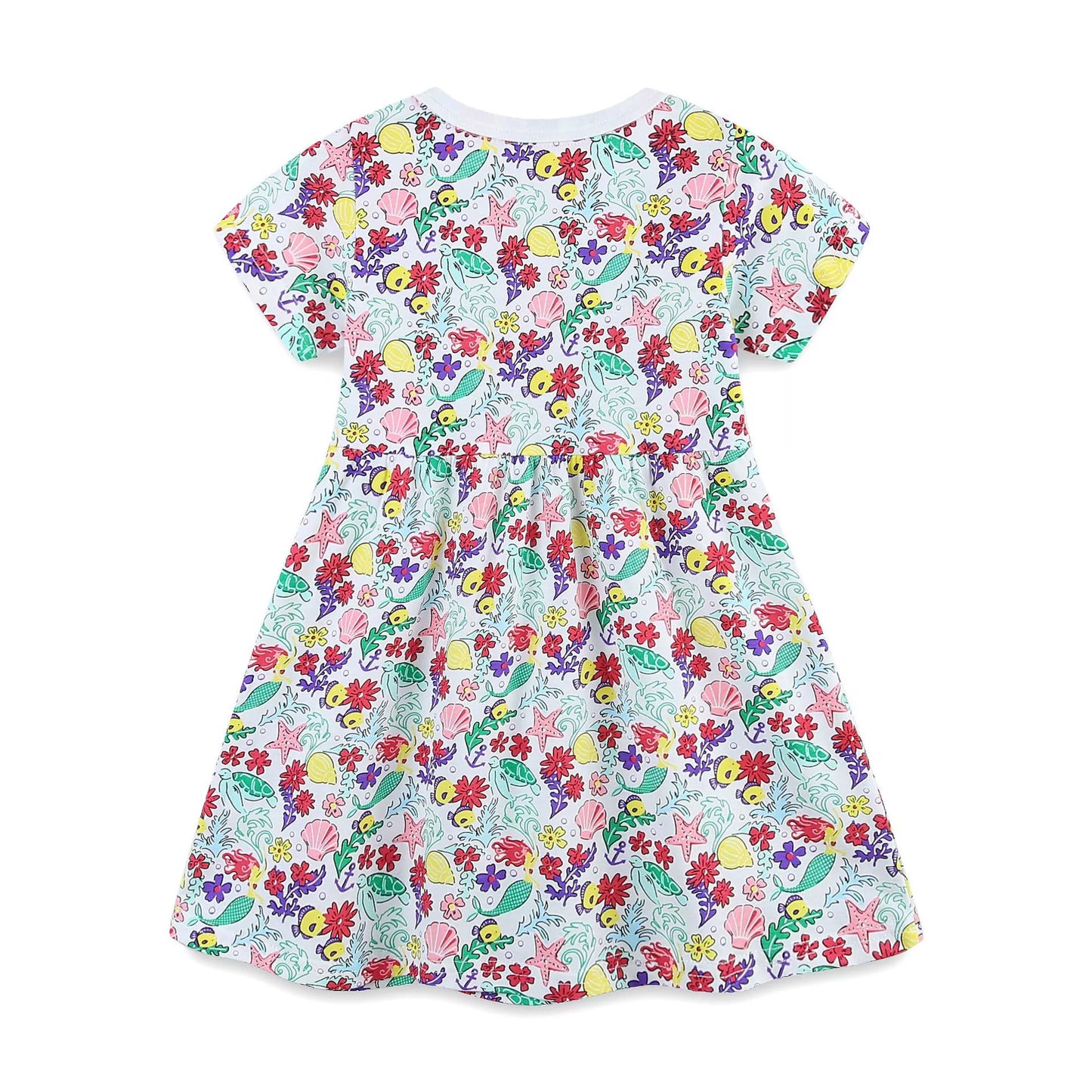 Summer Arrival Flowers Pattern Short Sleeves Crew Neck Dress for Stylish Girls, MyKids-USA®, Baby & Toddler Dresses, MyKids-USA -  -  -  -  -  -  - 