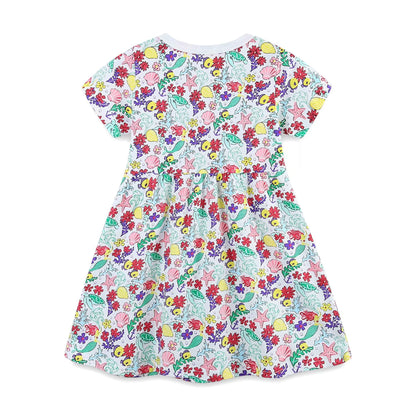 Summer Arrival Flowers Pattern Short Sleeves Crew Neck Dress for Stylish Girls, MyKids-USA®, Baby & Toddler Dresses, MyKids-USA -  -  -  -  -  -  - 