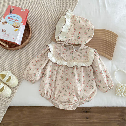 New Arrival Baby Floral Onesie For Girls With Hat