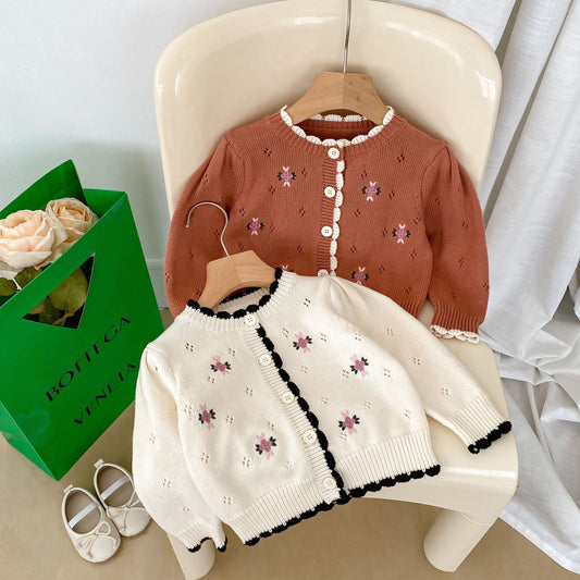 Baby Girl Floral Graphic Knit Cardigan