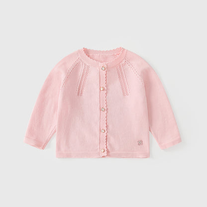 Arrival Autumn Baby Kids Girls Hollow-out Pattern Long Sleeves Cardigan, MyKids-USA®, Cardigans, MyKids-USA - Size/Age - 80 (9-12M) - Color - Pink -  -  - TR2509012059-B