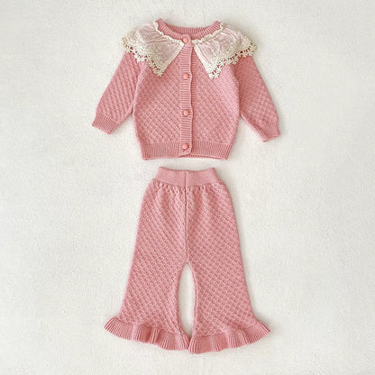 Arrival Autumn Baby Girls Long Sleeves Color Patchwork Geometric Jacquard Pattern Knitted Top Cardigan and Long Trousers Clothing Set, MyKids-USA®, Baby & Toddler Outfits, MyKids-USA - Size/Age - 66 (3-6M) - Color - Light Pink -  -  - TR2507142124-A