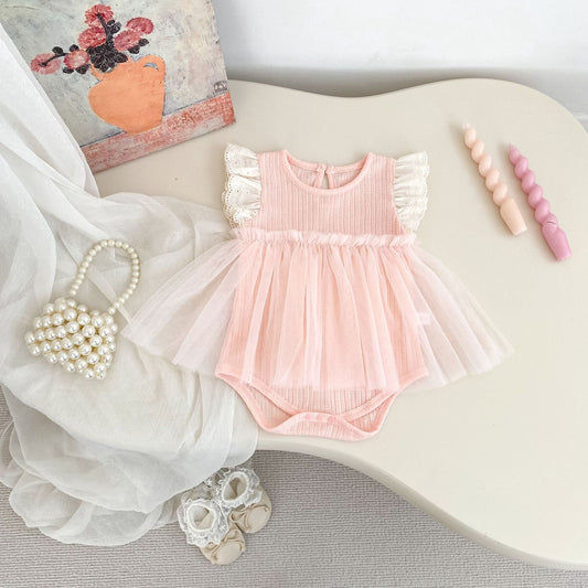 Summer Arrival Baby Girls Fly Sleeves Color Patchwork Bodysuit, MyKids-USA®, Bodysuits, MyKids-USA -  -  -  -  -  -  - .
