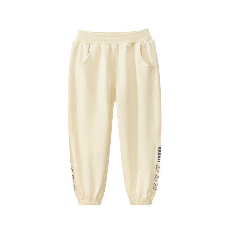 European And American Children’s Spring Cotton Girls’ Rabbits Cartoon Pants – Casual Kids Trousers, MyKids-USA®, Baby & Toddler Bottoms, MyKids-USA - Size/Age - 90 (12-24M) - Color - Apricot -  -  - TR2312061337-A