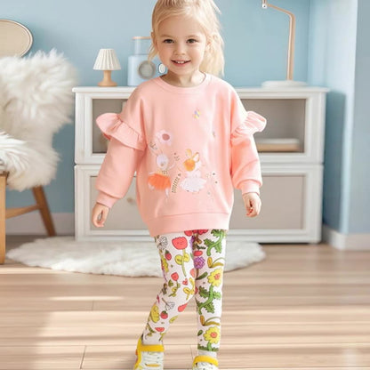 Spring and Autumn Girls Animals Cartoon Pattern Long Sleeves Sweatshirt and Floral Pants Clothing Set, MyKids-USA®, Baby & Toddler Outfits, MyKids-USA - Size/Age - 90 (12-24M) - Color - Pink -  -  - TR2507171942-A