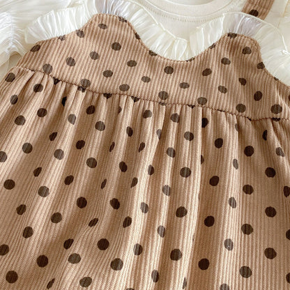 MyKids-USA® Autumn Arrival Baby Girls Long Sleeves Dots Pattern Color Patchwork Rompers