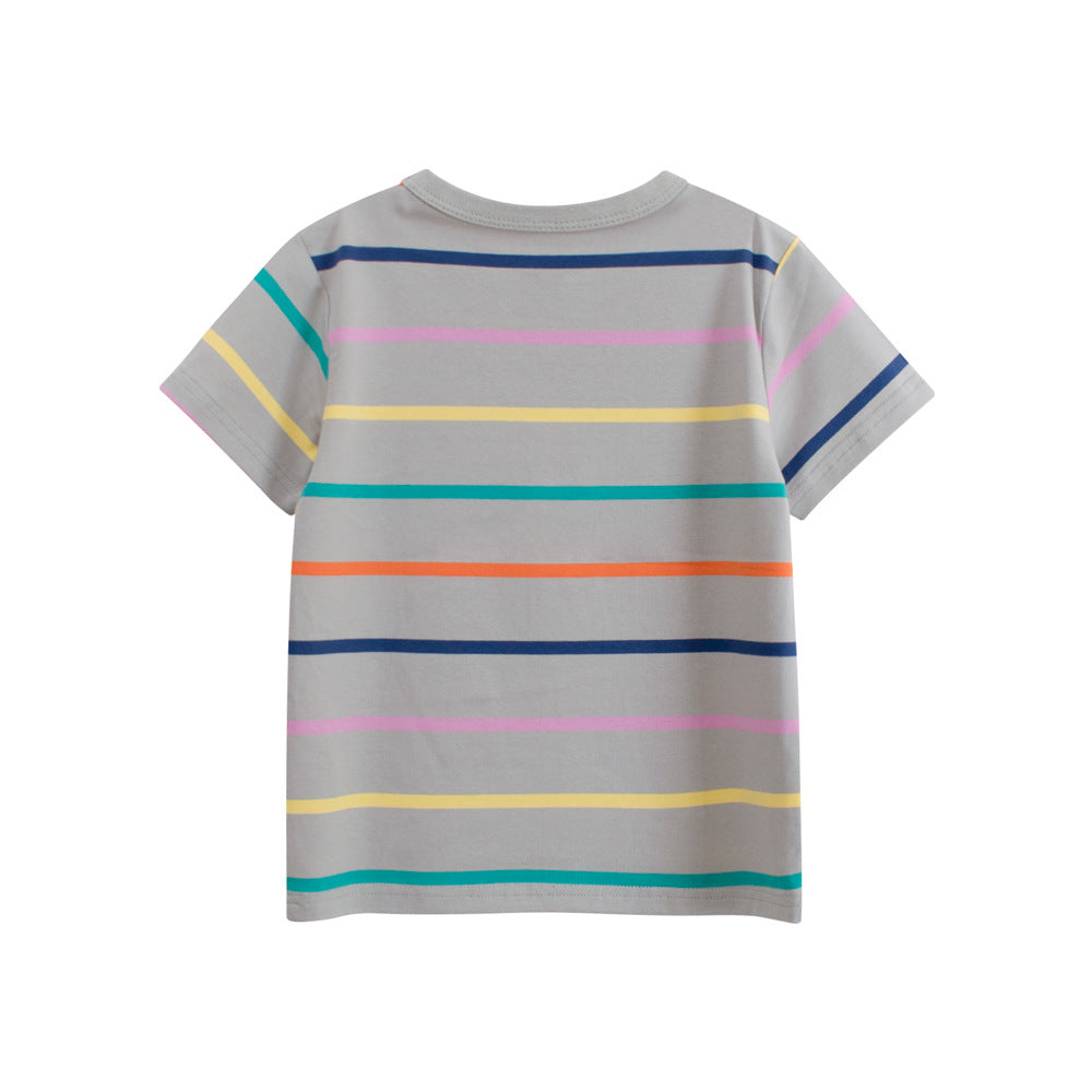Summer Boys’ Animals Cartoon and Striped Pattern T-shirt in European and American Style, MyKids-USA®, Baby & Toddler Tops, MyKids-USA -  -  -  -  -  -  - 