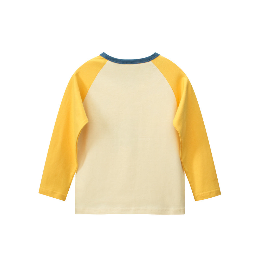 Autumn Baby Kids Unisex Letters and Dinosaur Print Color Patchwork Long Sleeves Crew Neck Base Top Shirt, MyKids-USA®, Baby & Toddler Tops, MyKids-USA -  -  -  -  -  -  - 