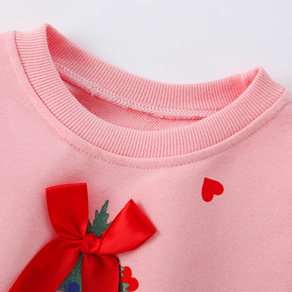 Autumn and Spring Arrival Christmas Tree and Hearts Pattern Long Sleeves Pullover for Stylish Girls, MyKids-USA®, Sweatshirts, MyKids-USA -  -  -  -  -  -  - 