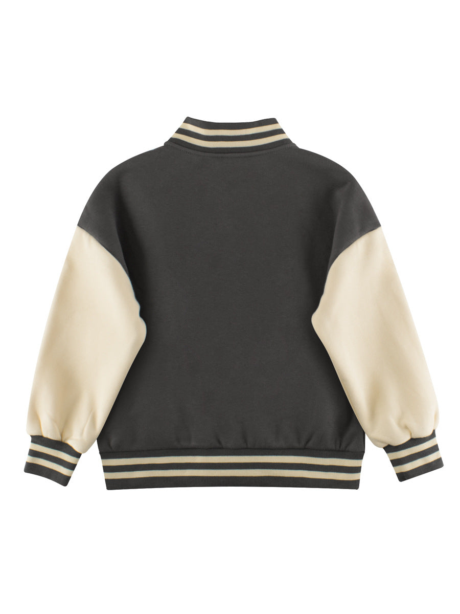 Boys and Girls Letters Pattern Contrast Design Single Breasted Baseball Coat, MyKids-USA®, Baby & Toddler Outerwear, MyKids-USA -  -  -  -  -  -  - 