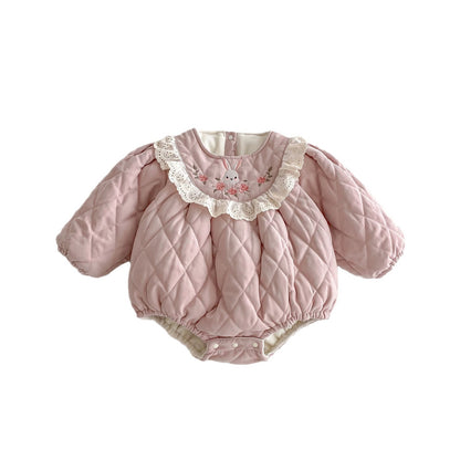 Winter Arrival Baby Girls Cute Rabbits Embroidered Pattern Warm Padded Thick Onesies, MyKids-USA®, Baby One-Pieces, MyKids-USA -  -  -  -  -  -  - 