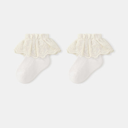 Autumn and Spring Baby Kids Girls Breathable Lace Trim Vintage Socks, MyKids-USA®, Baby & Toddler Socks & Tights, MyKids-USA - Size/Age - S (0-1Y) - Color - White -  -  - TR2601081405-E.