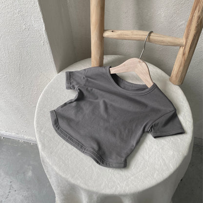 Summer Baby Kids Solid Color T-shirt in European and American Style