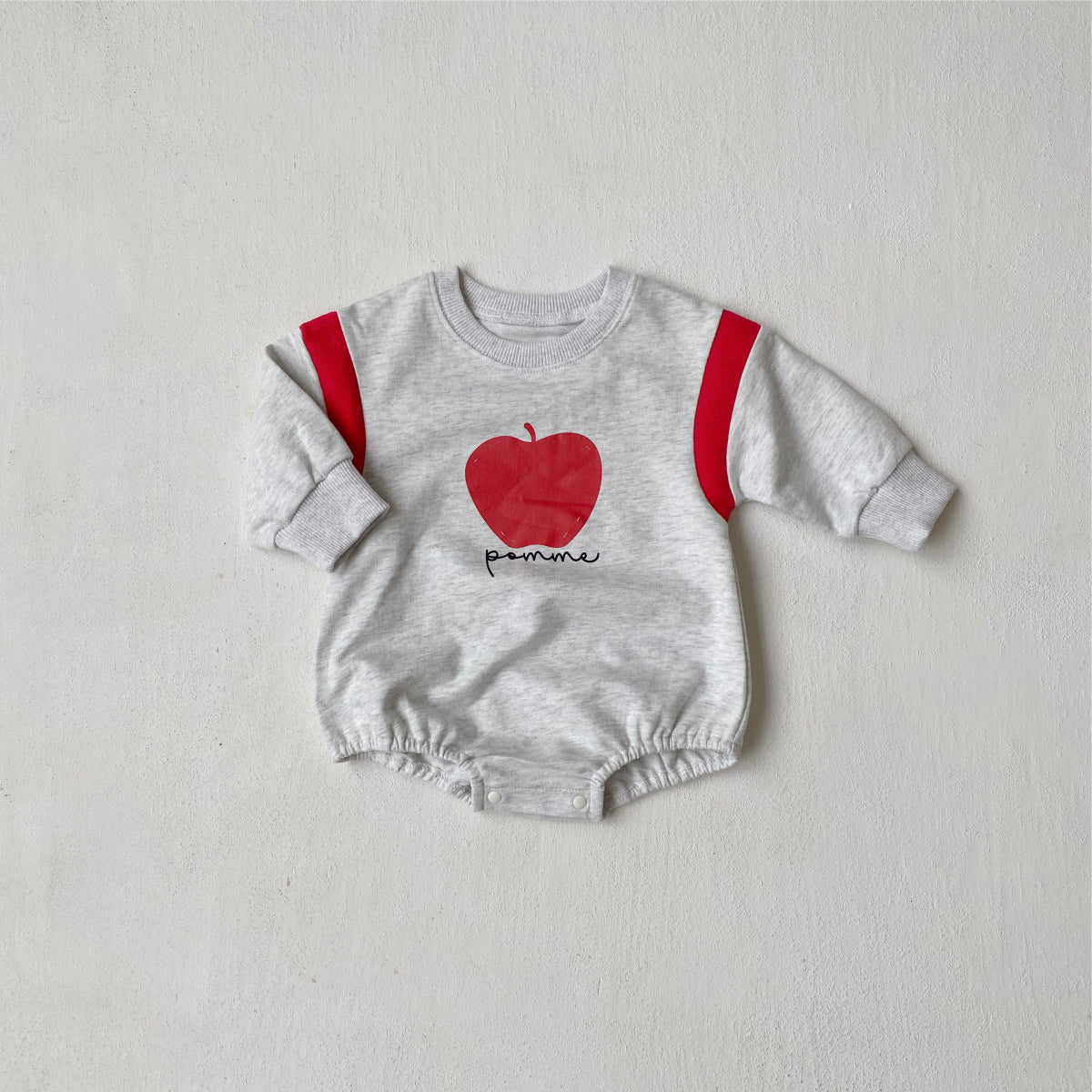 MyKids-USA® Autumn  Arrival Baby Kids Long Sleeves Apple and Letters Pattern Bodysuit