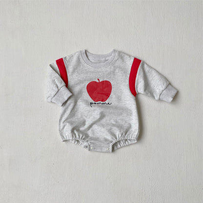 MyKids-USA® Autumn  Arrival Baby Kids Long Sleeves Apple and Letters Pattern Bodysuit