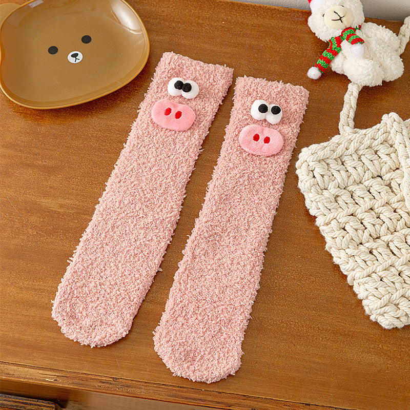 Autumn and Winter Baby Unisex Breathable Cartoon Pattern Warm Fluffy Socks 26cm, MyKids-USA®, Baby & Toddler Socks & Tights, MyKids-USA - Size/Age - Average Size (0-8Y） - Color - Pink -  -  - TR2512301336-K.