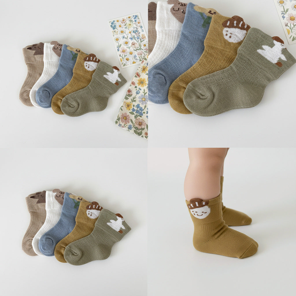 Autumn and Spring Baby Unisex Breathable Simple Animals Pattern Casual Socks